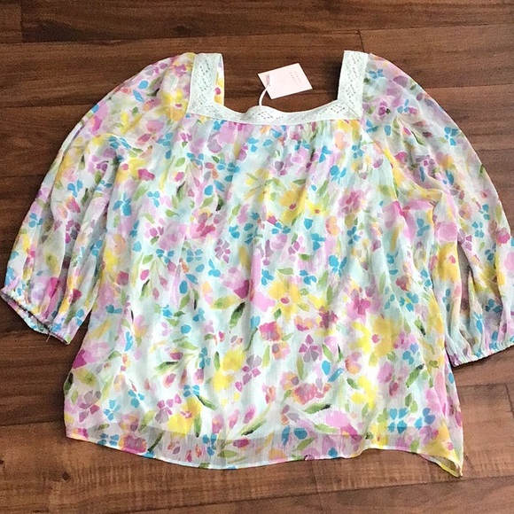 2/$12 3/$18 Lauren Conrad floral peasant blouse NWT - Picture 7 of 7